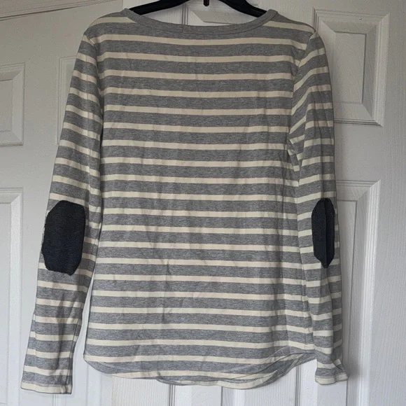 GAP Striped Long-Sleeve Tee in Gray & Cream - Picture 7 of 9